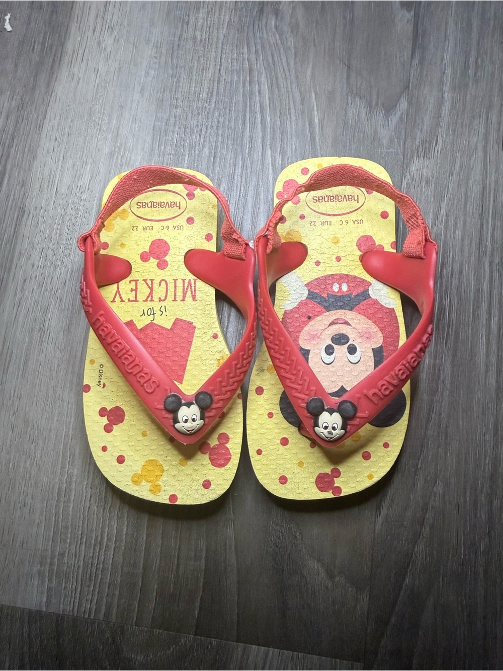 Havaianas Toddler Yellow & Red Mickey Mouse Flip Flops